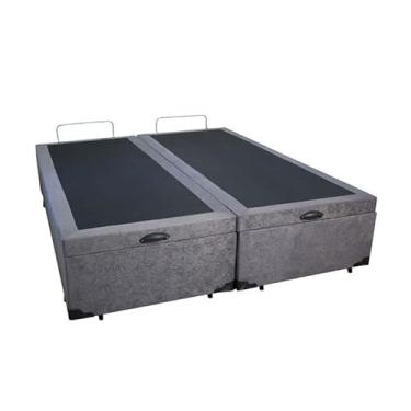 Imagem de Base de Cama Box Com Baú Queen ou King - bEGE (Cinza, King Suede)