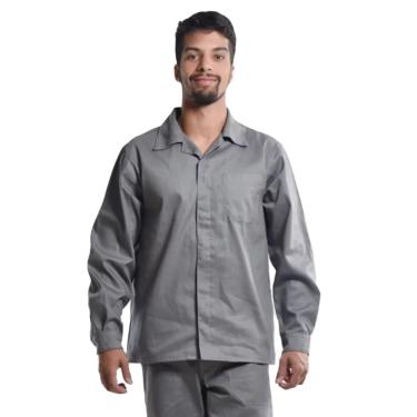 Imagem de Camisa Profissional Aberto Mangas Longas Botões Cinza