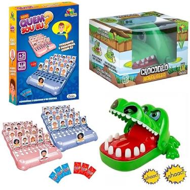 Imagem de Jogo Quem Sou Eu + Jogo Croc Croc Crocodilo Morde Dedo Jacaré Linha Premium M5 Armarinhos
