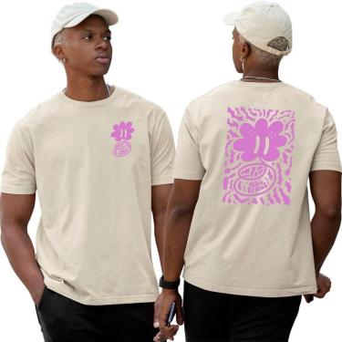 Imagem de Camiseta Algodão Basica‎ Abstract Thorns Flowers Pink Street-Unissex