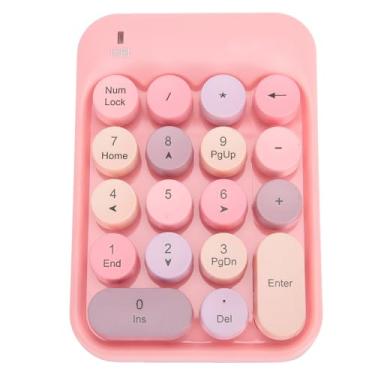 Imagem de Asixxsix Teclados Numéricos Sem Fio, Teclado Numérico de 18 Teclas, Teclado Numérico de Contabilidade Financeira Sem Fio de 2,4 GHz para Escritório, Computadores Desktop, Laptops (Rosa)