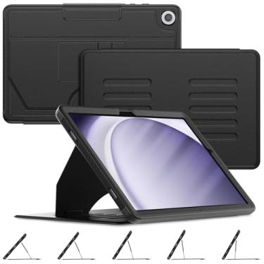 Imagem de HXCASEAC Capa para Samsung Galaxy Tab A9+ Plus com ímã forte, capa protetora com suporte multiângulo, compartimento para cartão, capa de couro PU para tablet Samsung A9+ Plus SM-X210 X216 X218, preta