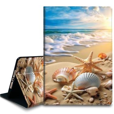 Imagem de Bxgolkgd Capa para tablet para iPad Pro de 13 polegadas, iPad 7ª geração 2024, capa com suporte à prova de choque com dissipação de calor, função despertar/hibernar automática, concha de praia estrela