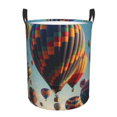 Imagem de Balão de ar quente colorido cesto de roupa suja dobrável à prova d'água cesto de armazenamento de roupas com alças pano oxford organizador de brinquedos cesta para banheiro, lavanderia, quarto