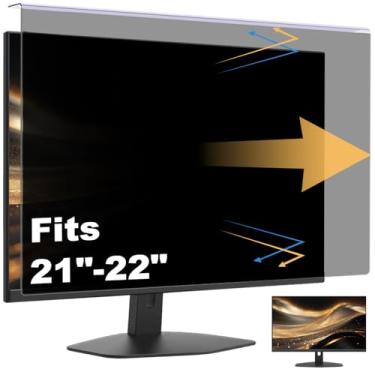 Imagem de Protetor de tela de privacidade para computador pendurado compatível com monitor panorâmico de mesa de 21,5/22 polegadas - filtro antirreflexo e luz azul - Design de pendurar para fácil colocar