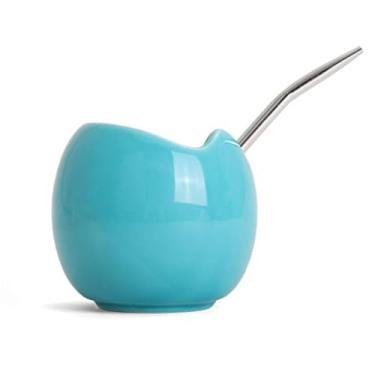 Imagem de Milltown Merchants Conjunto de cabaça e bomba de cerâmica Mate - cabaça de erva mate - Copo mate fácil de limpar/canudo de filtro para chá de erva mate e bebidas com infusão de mate (1 pacote, azul