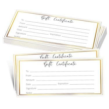 Imagem de 25 vales de presente dourados para empresas, vale de presente em branco para salão, spa, restaurantes, casamento, aniversário, Natal, vouchers personalizados para clientes, 9 x 20 cm - 33 cm