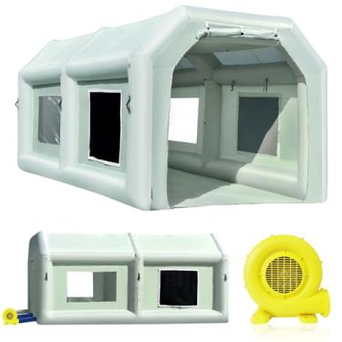Imagem de Sewinfla Barraca inflável para cabine de pintura 50 x 2,5 x 2,5 m com um soprador, cabine inflável de tinta spray de 550 W com sistema de filtro de ar, cabine de pintura de sopro