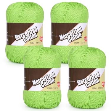Imagem de Katech Fio de algodão 100% mercerizado para crochê e tricô – Soft Sport Weight CYC #2, 4 novelos de 100 g (100 g), fio de crochê ideal para panos de prato, roupas de bebê, meias, cachecóis (verde
