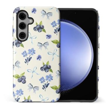 Imagem de ilikediy Capa para Samsung Galaxy S25, HL2 Aesthetic Blueberry Bow Tie Hybrid 2 Layer Hard Shell Silicone Protective Pattern Design Case