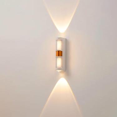 Imagem de Candeeiros de parede LED para ambientes externos, IP65, à prova d'água, de alumínio, arandelas externas, iluminação para cima e para baixo, luzes de parede internas/externas para varanda e pátio da