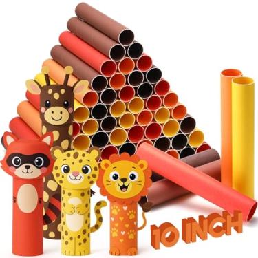 Imagem de MotiMind 60 tubos de papelão para artesanato, 2 tamanhos, rolos de papel higiênico vazios, tubos de papel higiênico a granel para projetos DIY em sala de aula (outono, 3 x 25 cm, 4 x 25 cm)