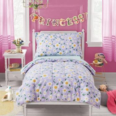 Imagem de Conjunto de roupa de cama infantil UOZZI BEDDING branco com floral rox
