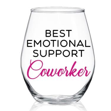 Imagem de WUUCKOO Melhor copo de vinho sem haste de apoio emocional, presentes de colega de trabalho com sinceridade, presentes de despedida de agradecimento para o trabalho Bestie, Mentor, Colega, Tokens para