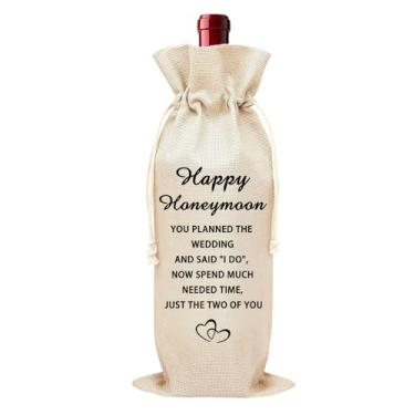 Imagem de Presentes de lua de mel para recém-casados para noivos, casais, parabéns, presentes de casamento para recém-casados, marido, esposa, vinho, saco de presente para mulheres, homens, casais