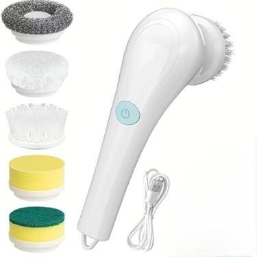 Imagem de Kit escova Eletrica de Limpeza 5 em 1 Sem Fio Limpador Multiuso Pratico Para Cozinha Banheiro prático & REFIL de escova(5 em 1-B)