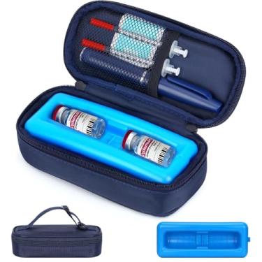 Imagem de Estojo de viagem refrigerador de insulina – Estojo de viagem para diabetes aprovado pela TSA, bolsa de resfriamento de frasco de medicamentos para diabéticos com tijolo de gelo protetor, organizador