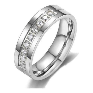 Imagem de Aliança Anel Feminino Liga De Titânio Com Cristais (unidade) - Judith 