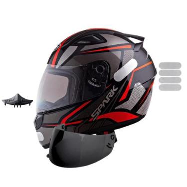 Imagem de Capacete Masculino Ebf Spider Vermelho Mais Viseira Cristal 2.2mm, 56