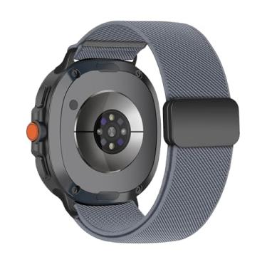 Imagem de Pulseira elástica para Samsung Galaxy Watch 8 de 40 mm e 44 mm/Galaxy Watch 8 Classic de 46 mm, pulseira esportiva magnética macia de nylon elástico para Samsung Watch 8/8 Classic (cinza escuro)