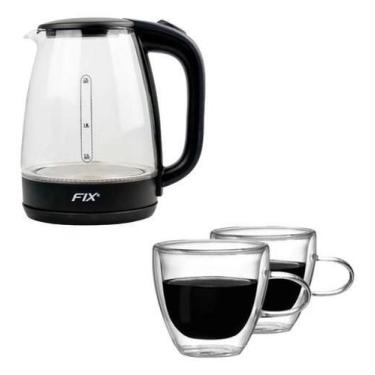 Imagem de Jarra Elétrica Vidro 1,8L + 2 Xícaras Duplas 120ml - Kadê