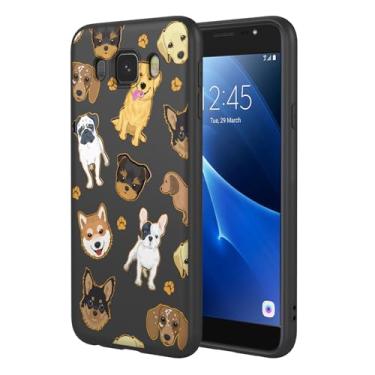 Imagem de HTXWXJC Capa de telefone para Galaxy J7 2016, SM-J710 Samsung J7 2016 capa à prova de choque flexível bumper TPU capa macia padrão cão capa de telefone para Samsung Galaxy J7 2016 cachorro preto