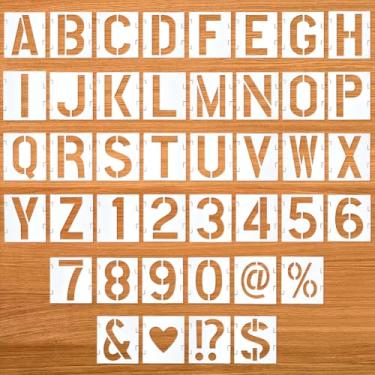 Imagem de UNICRAFTALE 42 peças de estênceis de letras grandes de plástico, reutilizáveis, modelos de pintura do alfabeto, estênceis de números para álbuns, festivais, projetos de arte, desenho, gravação, longo