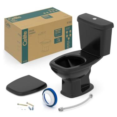 Imagem de Kit Vaso Sanitário com Caixa Acoplada e Assento Soft Close Fit Plus Celite, Cor: Preto