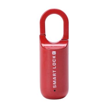 Imagem de Diydeg Padlock de Impressão Digital, WiFi Smart Padlock Ty App Lock Smart Com 10 Impressões Digitais Capacidade de Baixa Potência Alarme, USB Recarregável Sem Chave Biométrico Padlock (Vermelho)