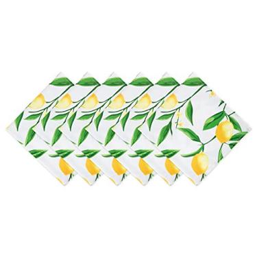 Imagem de DII Guardanapos de pano CAMZ11285 para ambientes cotidianos, reuniões de família, churrascos, festas de férias e eventos de buffet, tamanho grande e resistente a manchas para uso interno/externo, 50 x 50 cm, Lemon Bliss 6 unidades