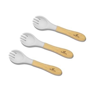 Imagem de Avanchy Conjunto de garfo para bebê, utensílios de bambu e silicone, talheres de desmame para bebês, talheres infantis que se alimentam pela primeira vez