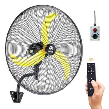 Imagem de FUGOO Ventilador oscilante montado na parede de 76 cm com controle remoto, motor BLDC, grande faixa de fluxo de ar de 3200 CFM a 8800 CFM, ventilador de parede industrial resistente de 4 velocidades