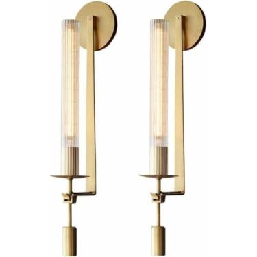 Imagem de WLHAZMWY Lâmpada de parede meados do século E12 lâmpada de latão com abajur de vidro moderno quarto banheiro corredor luminária interna (1 peça)