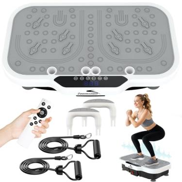 Imagem de Zoomsnail Máquina de exercício com placa vibratória, 8000 vibrações/min plataforma de fitness ajustável, capacidade de 180 kg, plataforma extra grande para treino de corpo inteiro com Bluetooth para