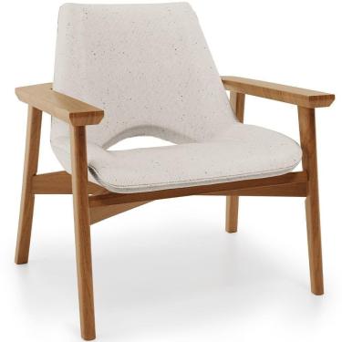 Imagem de Poltrona Decorativa Para Sala De Estar Living Base Madeira Becker L02 Linho Cru - Lyam Decor