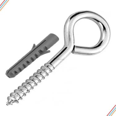 Imagem de 2X Parafuso Gancho Pitão Com Bucha 8Mm Pacote 100 Peças