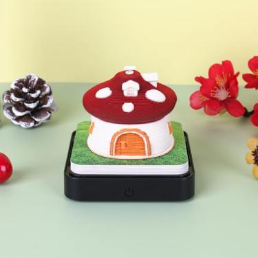 Imagem de DJAPWPX Calendário de mesa 3D, bloco de notas criativo, com luz LED destacável, calendário artístico 3D para decoração de mesa de escritório em casa (vermelho)