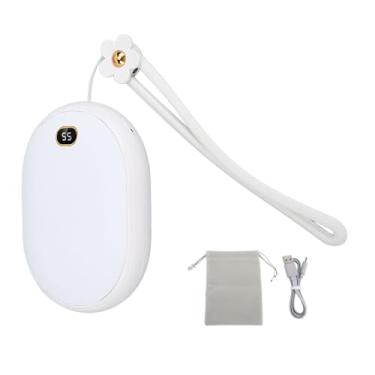 Imagem de RiToEasysports Mão -aquecedores, USB Mant Hand LED Display 2 Temperaturas Aquecimento de Dupla Face Aquecedor de Bolso do Banco de Energia 10000mAh para o Ar Livre (Branco)