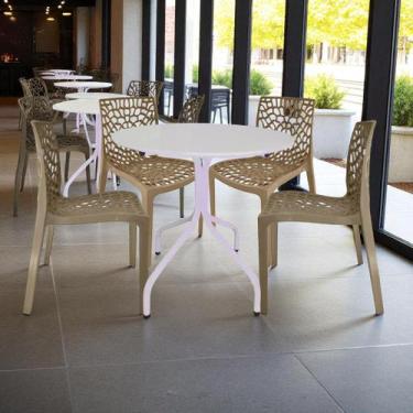 Imagem de Jogo Mesa Redonda Branca Com 4 Cadeiras Gruvyer Sorveteria Jantar - EC