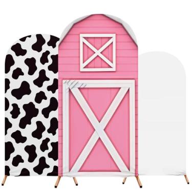 Imagem de RimCereal Conjunto de capa de fundo de arco de desenho animado com 3 capas de arco de casa elastano elástico de vaca suporte de 1,2 m, 1,5 m, 1,8 m para decoração de cerimônia de banquete de
