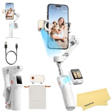Imagem de Hohem Estabilizador gimbal iSteady V3 Ultra para smartphone iPhone Android, gimbal de telefone com rastreamento de IA, luz de preenchimento, controle remoto removível com tela sensível ao toque