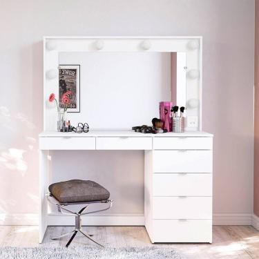 Imagem de Penteadeira Camarim Las Vegas 7 Gavetas Branco Politorno Móveis