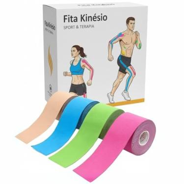 Imagem de Fita Kinesio Tape Bandagem Elástica Adesiva para Fisioterapia Lesão Muscular Rolo 5 cm x 5 m Funcional Treino Recuperação Muscular Evita Lesões Cores Sortidas