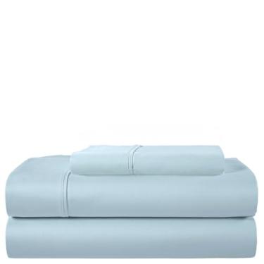 Imagem de Lençóis de cama solteiro de 400 fios, conjunto de lençóis de solteiro 100% algodão egípcio, macios e confortáveis, 3 peças de lençóis de hotel de luxo para até 43 cm, lavável na máquina, sem