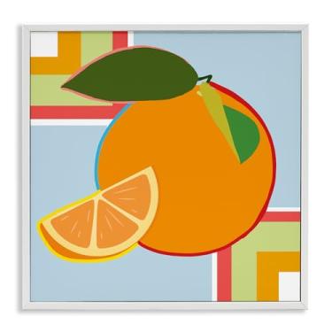 Imagem de Stupell Industries Arte giclée emoldurada branca geométrica laranja fruta, design de Daniela Santiago, 43 x 43 cm