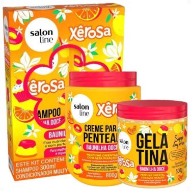 Imagem de Kit Salon Line Xêrosa Baunilha Doce: Shampoo, Condicionador, Creme Para Pentear 800g e Gelatina Capilar 500g