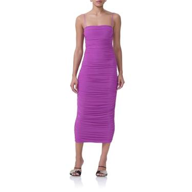 Imagem de AFRM Vestido midi colado ao corpo de malha avelã franzido com alças ajustáveis, Flor de cacto, P