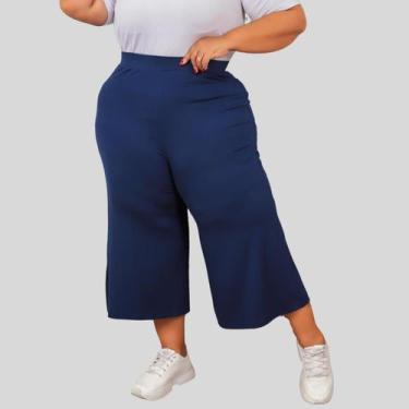 Imagem de Calça Pantacourt de Malha Plus Size Moda Feminina - Mayara Manzano, Az