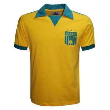 Imagem de Camisa Polo Brasil Liga Retrô  Amarela GG, Amarelo, Verde, GG