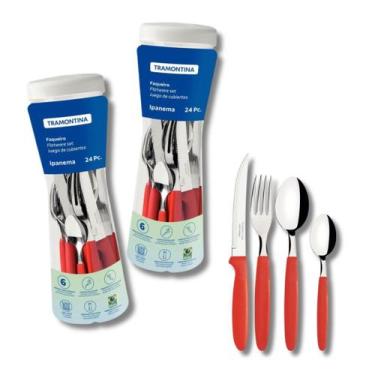 Imagem de Kit Faqueiros Tramontina Ipanema Vermelho Aço Inox 48 Peças - 23399791